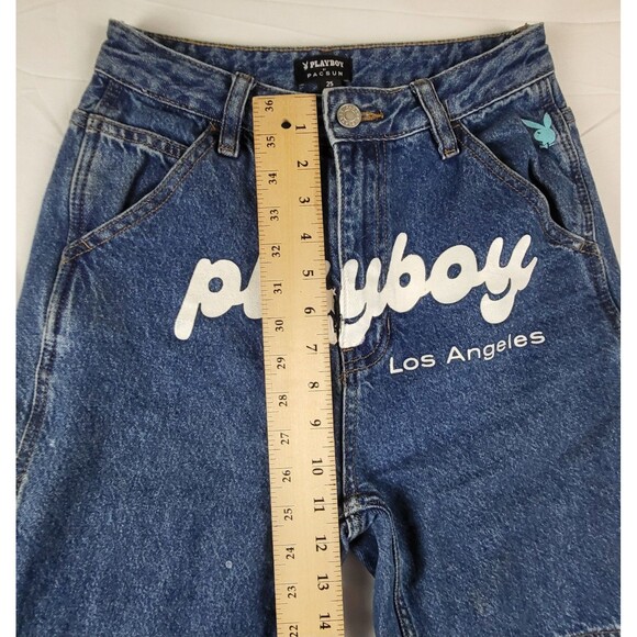Playboy X Pacsun Womens Sz 25 Denim Carpenter Jeans Y2K 80's Graffiti Script - Picture 10 of 10
